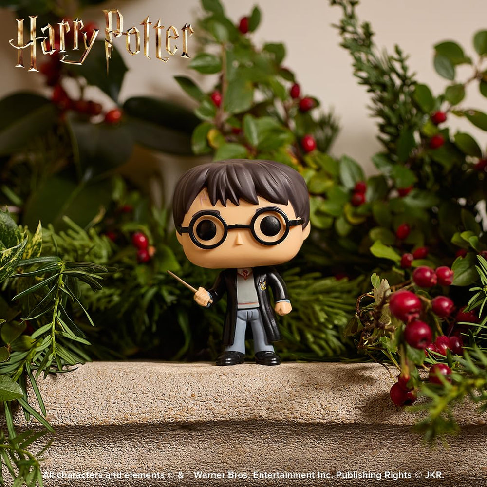 Funko Pop! Harry Potter displayed in a case or shelf setup.