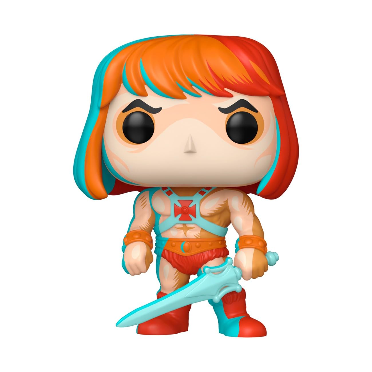 Funko He-Man POP! vinyl figure on desk display, ideal gift and shelf companion.