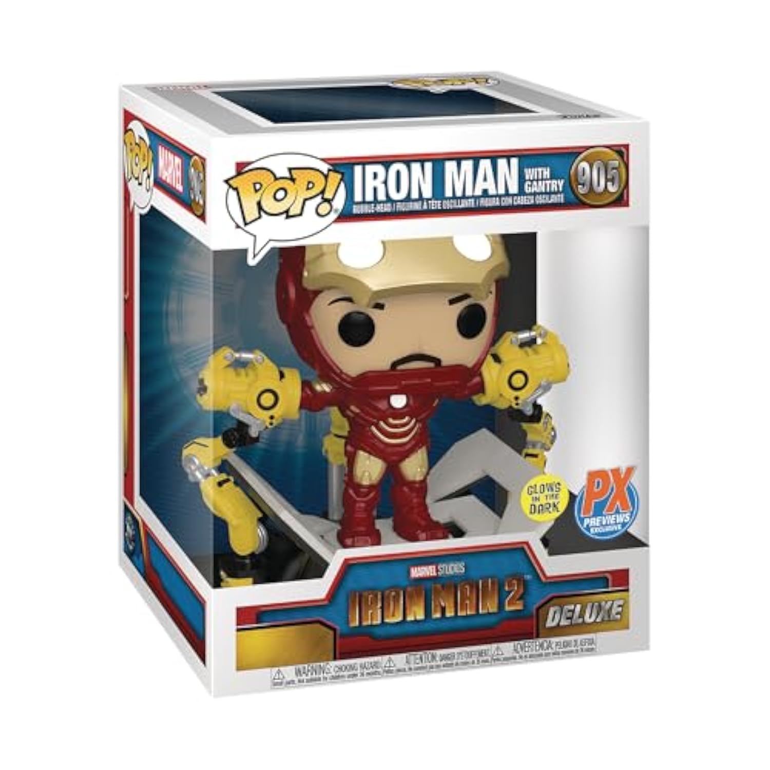 Funko Iron Man 2 MKIV gantry deluxe figure ready for display.