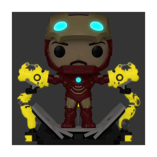 Funko Iron Man 2 MKIV glow-in-the-dark parts illuminate the display.