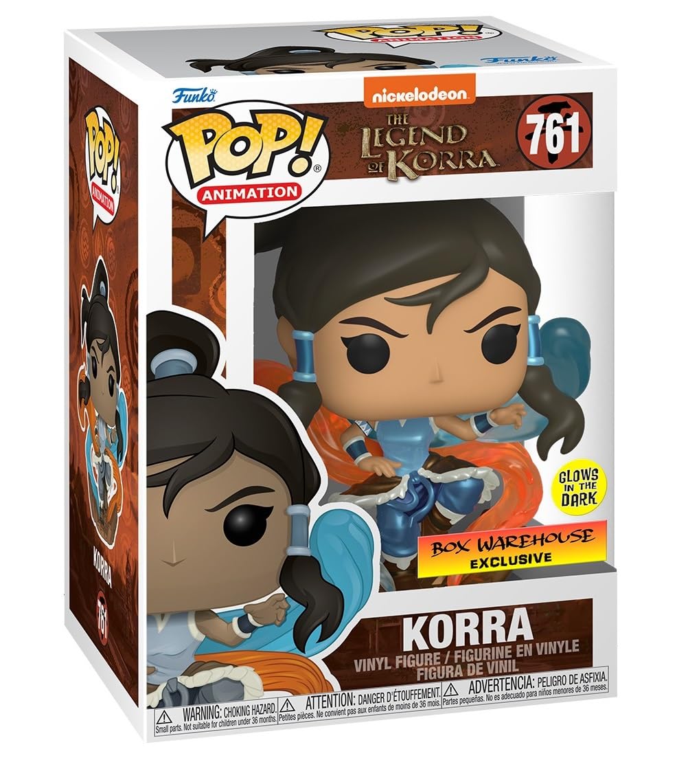 Funko Korra figure with glow-in-the-dark metallic finish, ideal for display shelf