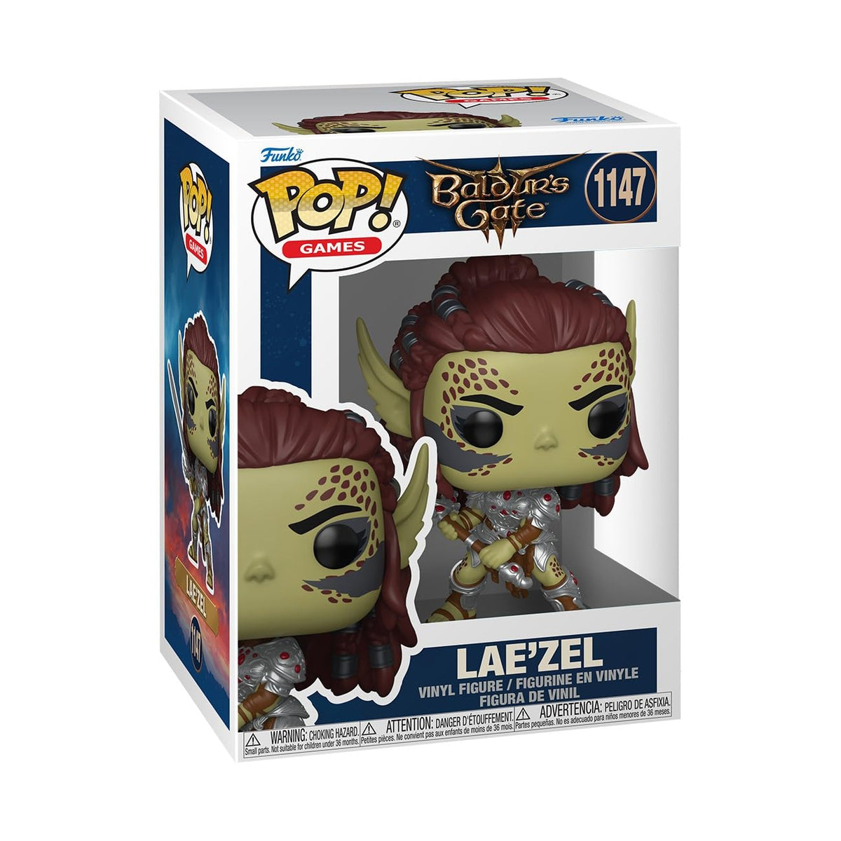 Funko Lae'zel Baldur's Gate 3 figure ready for desk display and collection.