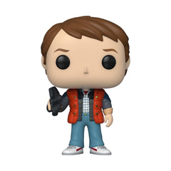 Marty Puffy Vest Funko Pop sits neatly on desk or shelf.