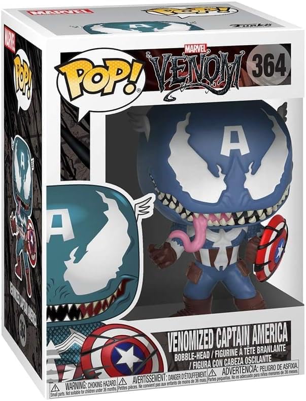 Funko Marvel Venom Captain America figure close-up shows detail and paint.