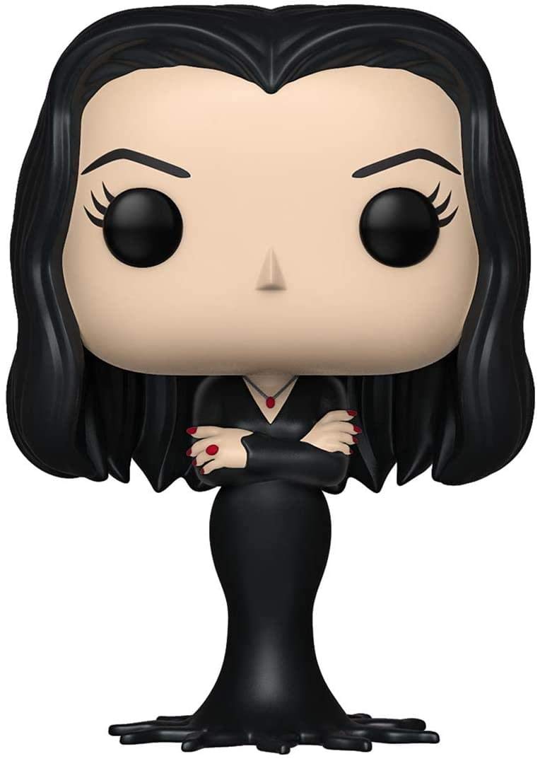 Funko Morticia Addams window box display showcasing the iconic character packaging.