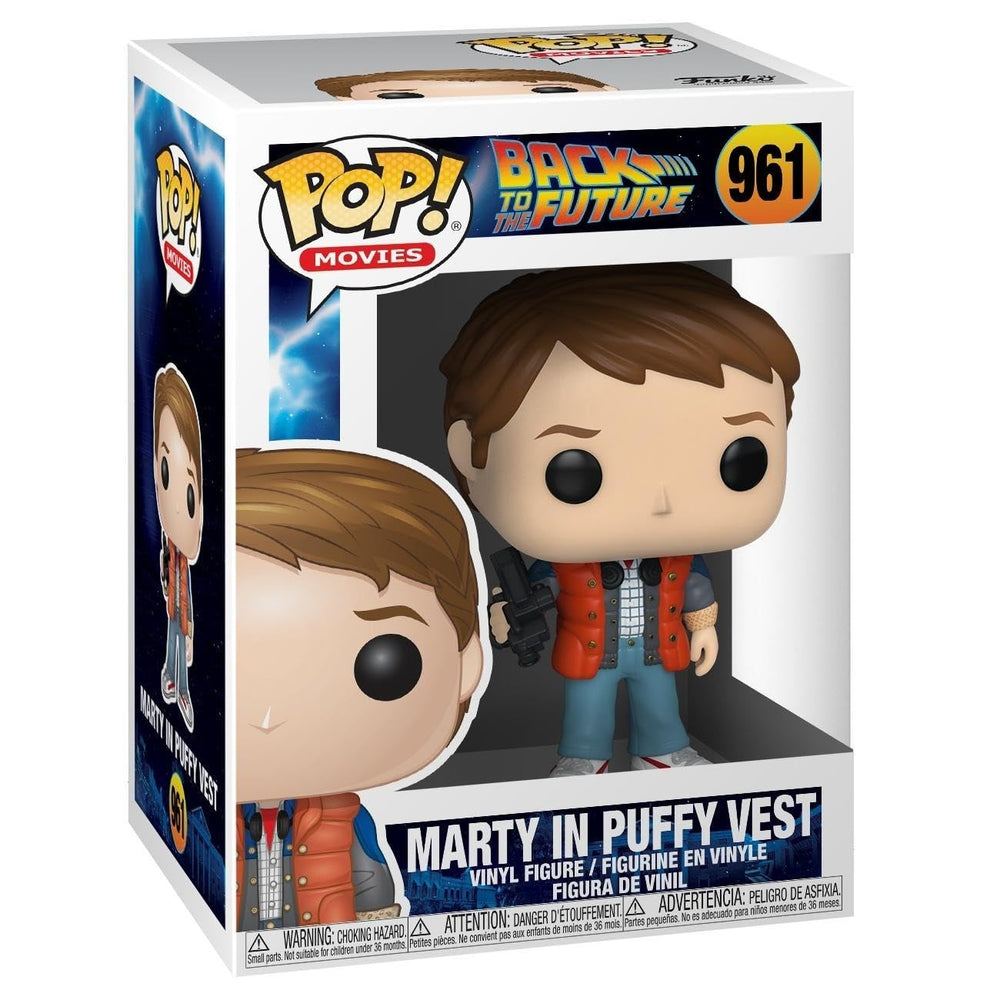 Funko Pop Marty in Puffy Vest display figure for nostalgic Back to the Future fans.