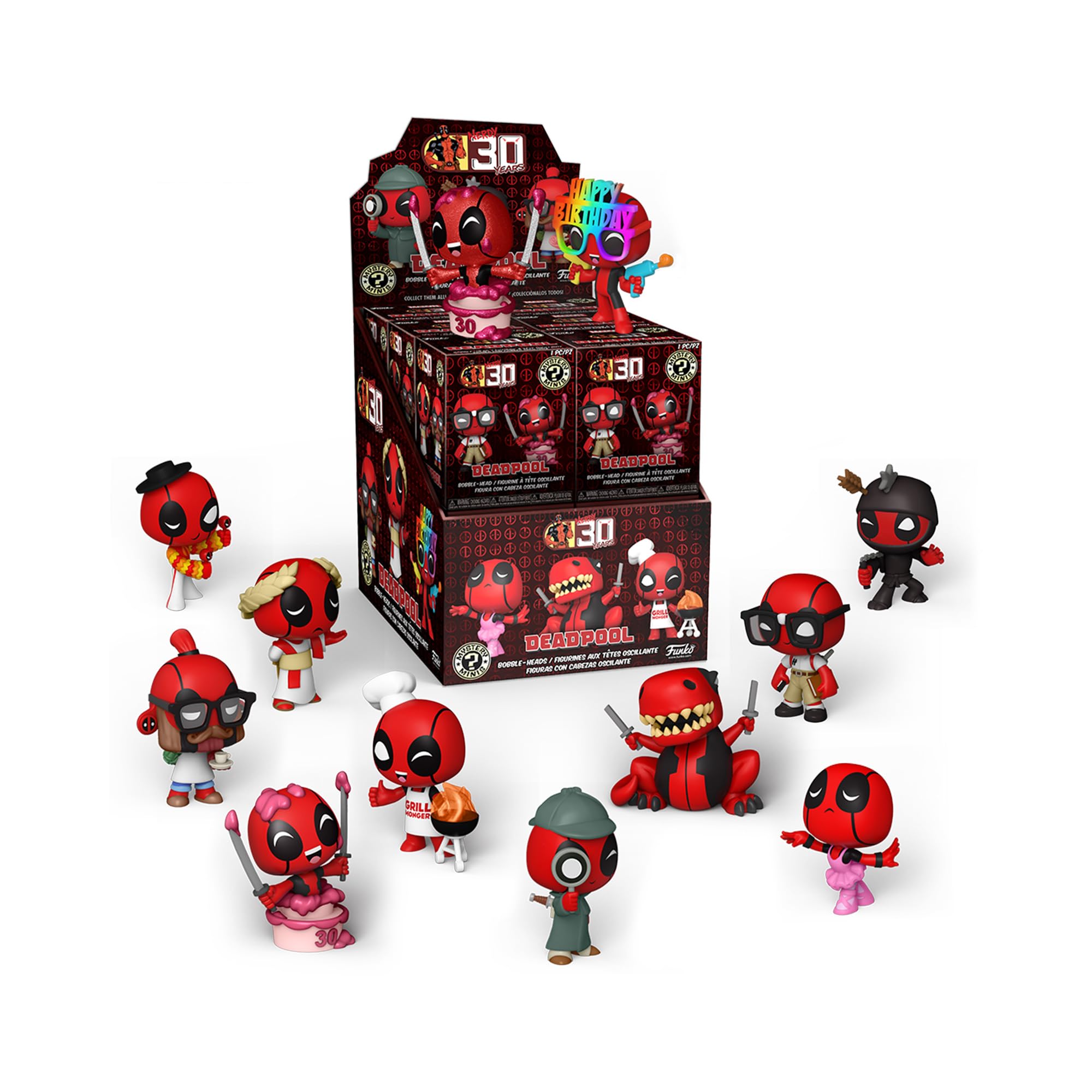 Funko Mystery Minis Deadpool 30th random figure for display and collection.