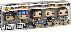Funko Pearl Jam POP figures on shelf for display and fandom collection.