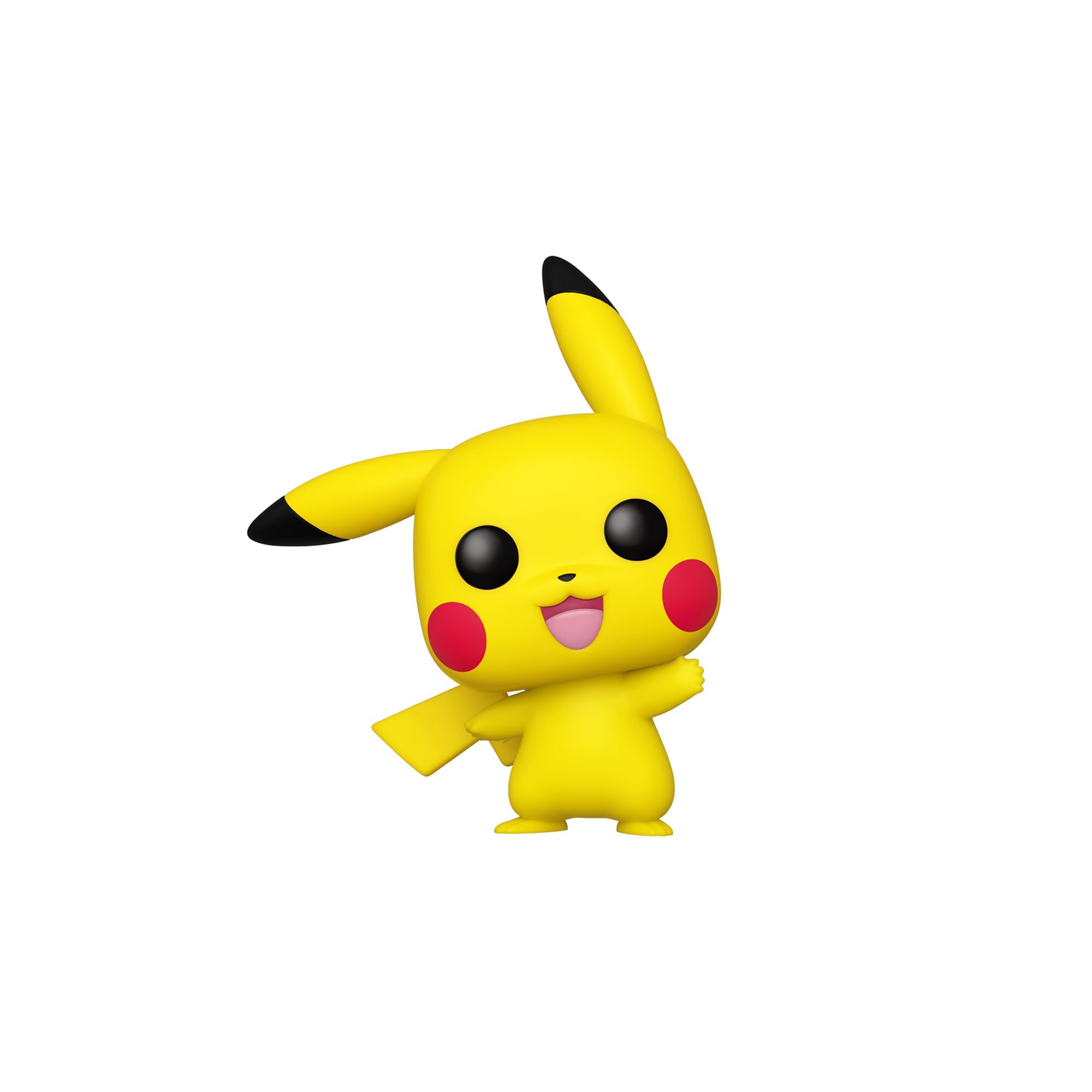 Close-up of Funko Pikachu waving Pop for display shelves.