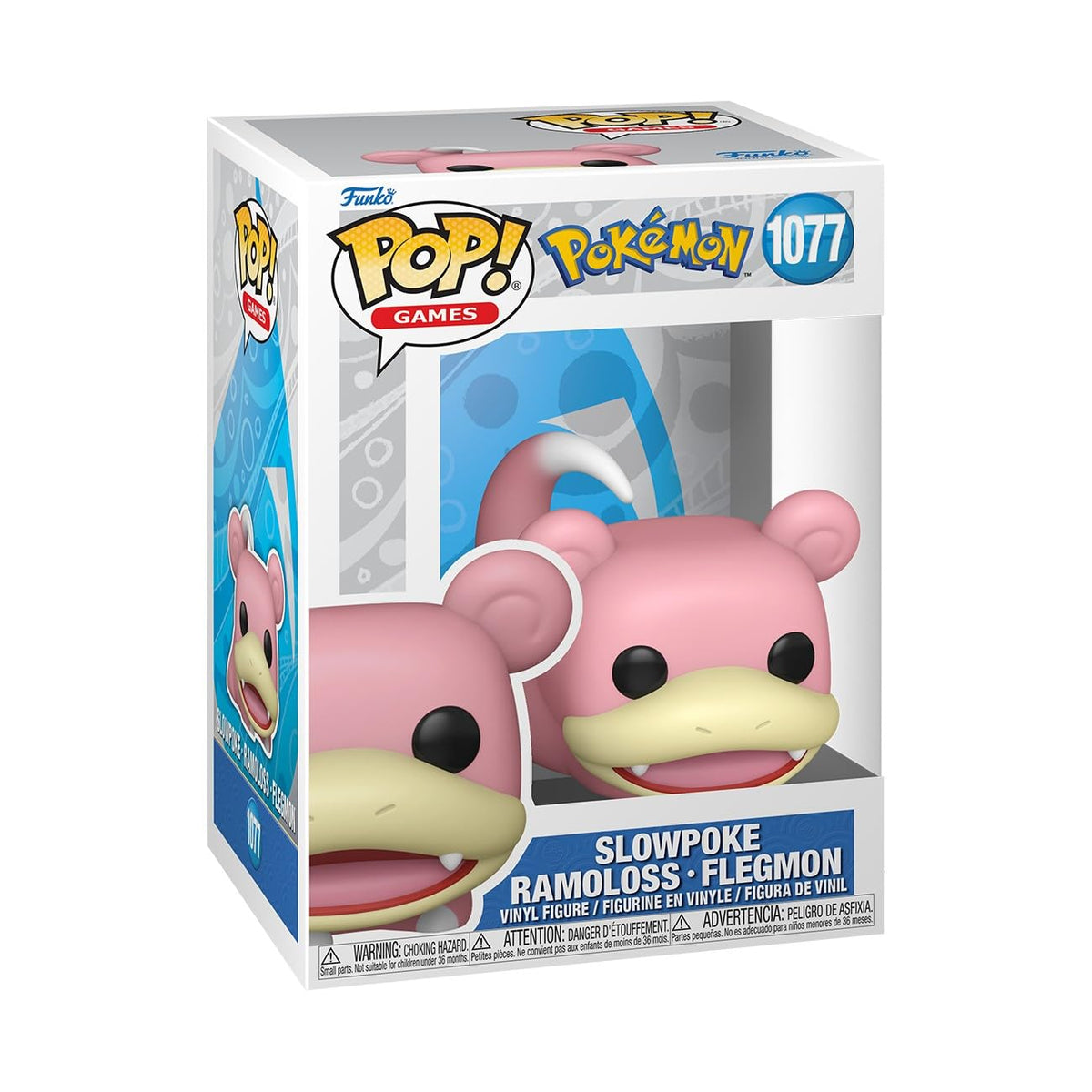 Funko Pop Slowpoke front view; ideal desk display for Pokemon collectors.