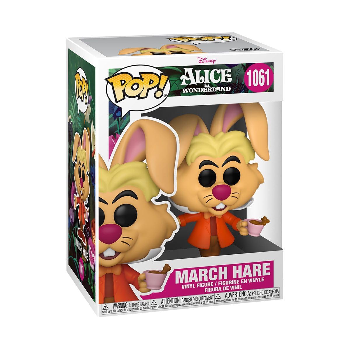 Funko Pop March Hare from Alice in Wonderland, side profile, bright multicolor for shelves.