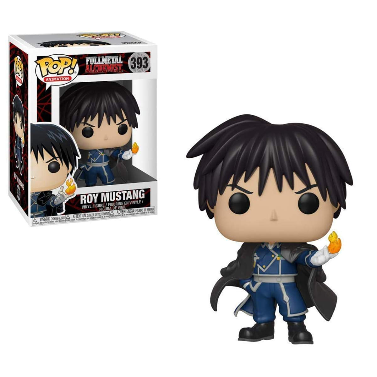 Funko Pop Animation Colonel Mustang figure beside window box for desktop display.