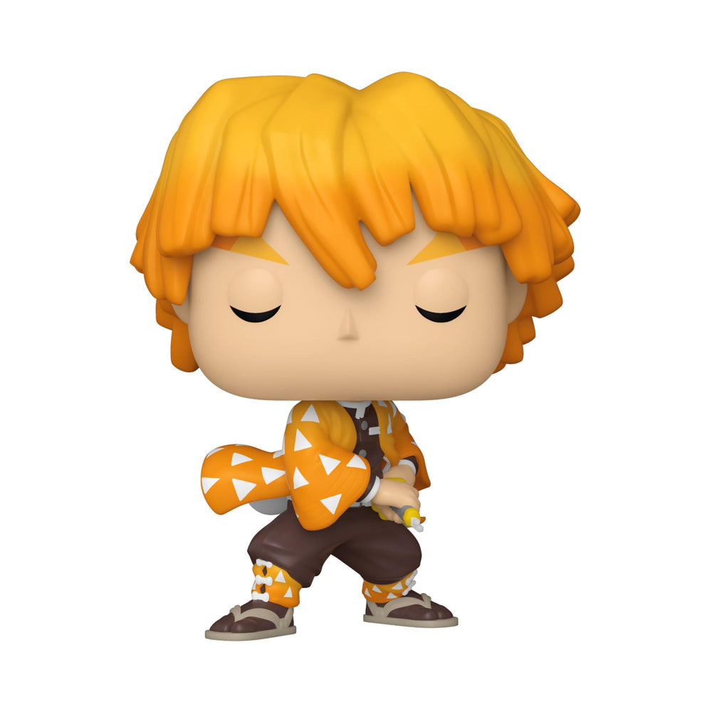 Close-up of Zenitsu Agatsuma face details on Funko Pop figure.