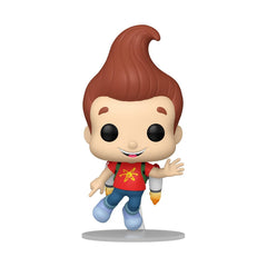Funko Pop Jimmy Neutron side view, enhances dynamic shelf setups.
