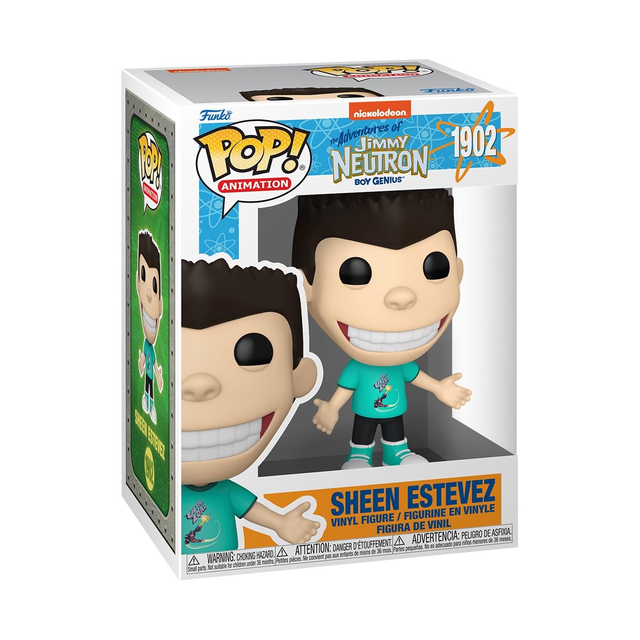 Funko Pop Animation Jimmy Neutron Sheen front view for desk display.