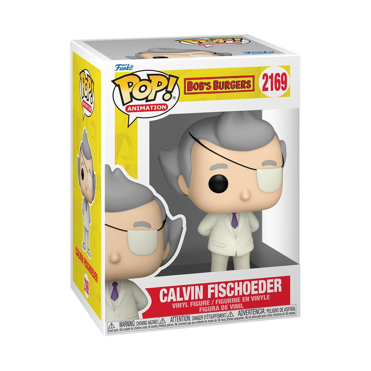 Funko Pop Bob's Burgers Calvin Fischoeder figure front view, ideal for display and collection