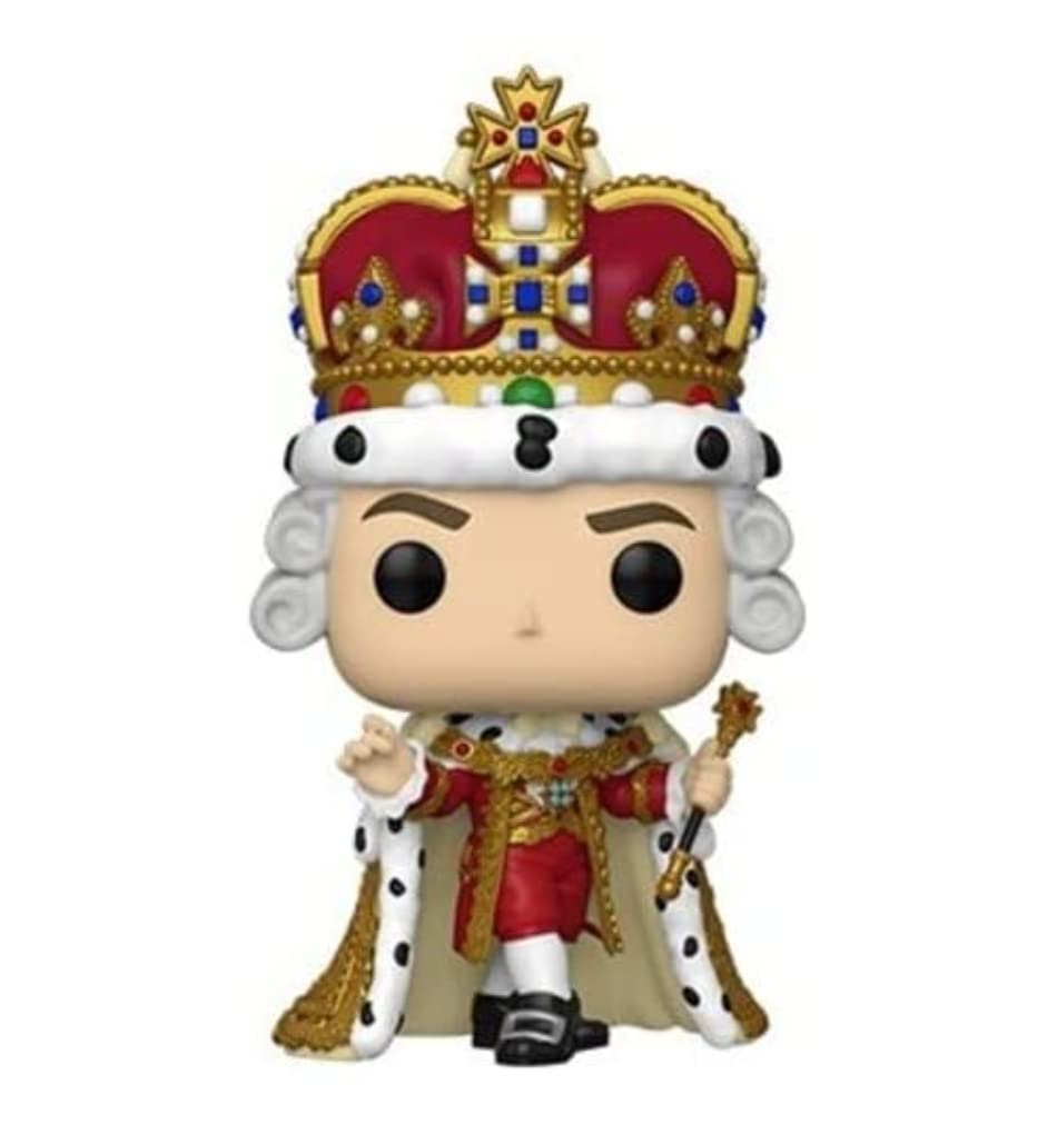 Funko Pop Broadway Hamilton King George front view with lavish court attire, collectible display