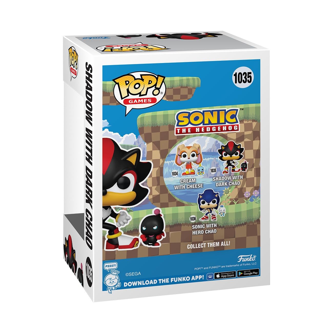Sonic Shadow POP figure height 3.85 inches, great for small spaces.
