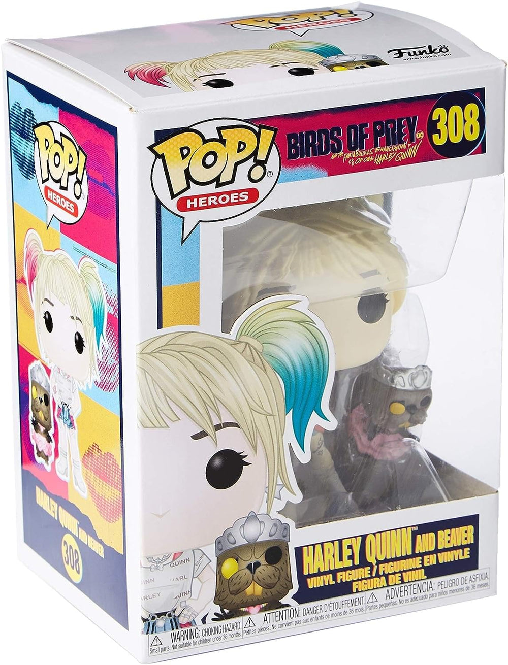 3.75-inch Funko Pop Birds of Prey Harley Quinn with Beaver figure perfect for display