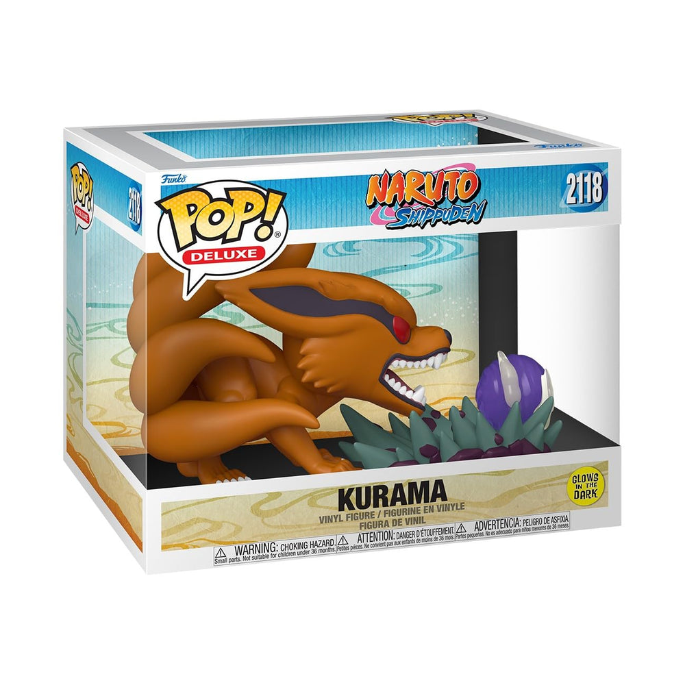 Funko Pop Deluxe Kurama glow-in-the-dark figure for display and collection.
