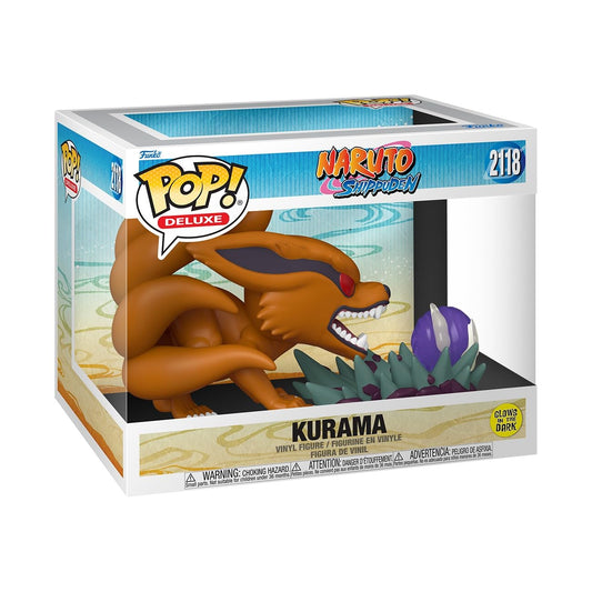 Funko Pop Deluxe Kurama glow-in-the-dark figure for display and collection.