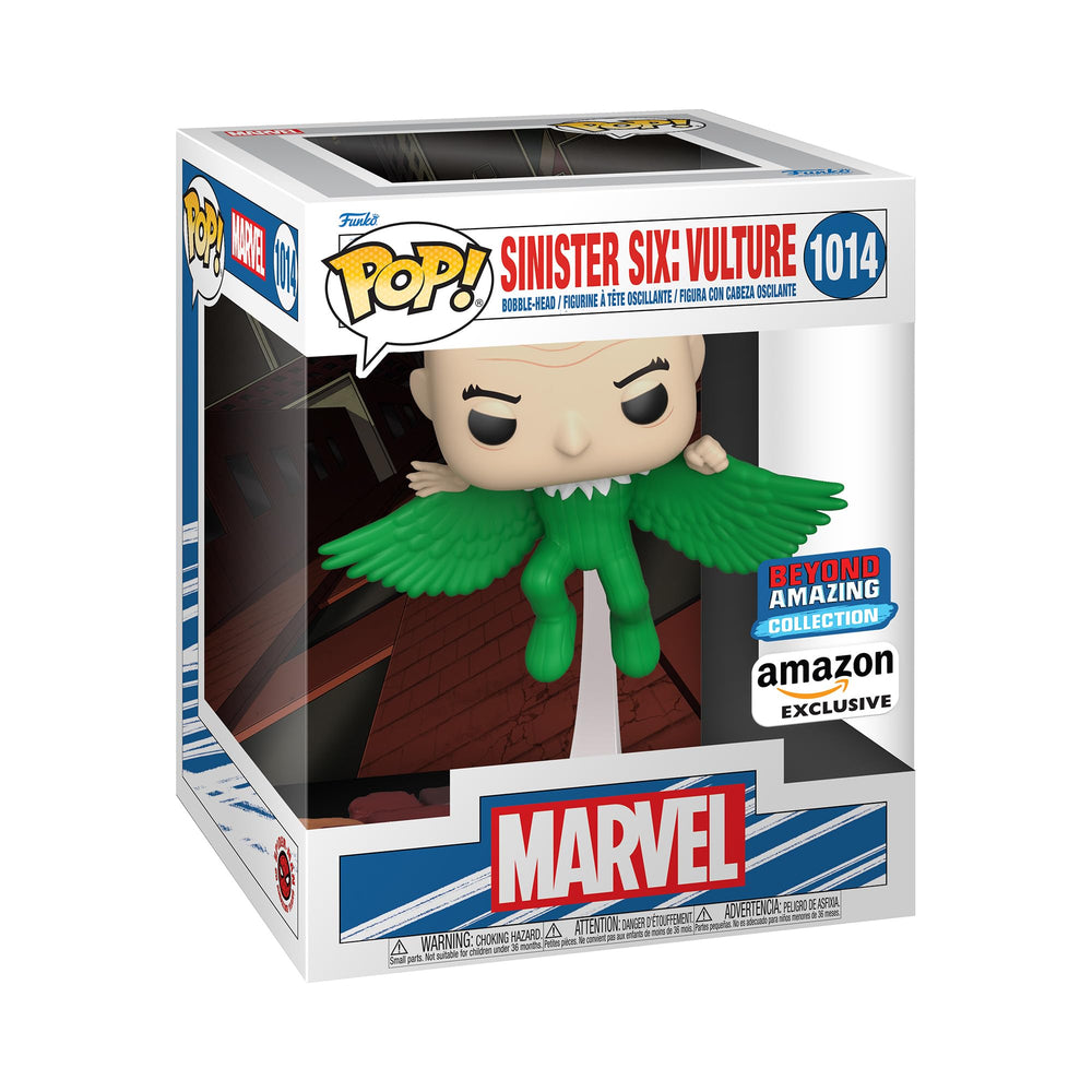 Funko Pop Deluxe Sinister Six Vulture on display stand for a dynamic shelf centerpiece.