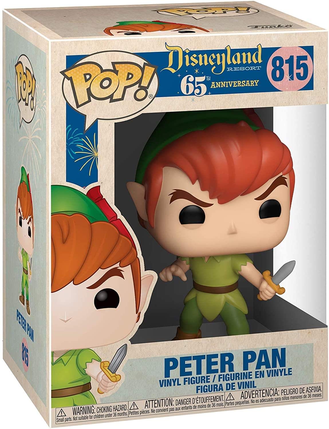 Funko Pop! Disney 65th Peter Pan Green side view, pairs with other Disney 65th collectibles.