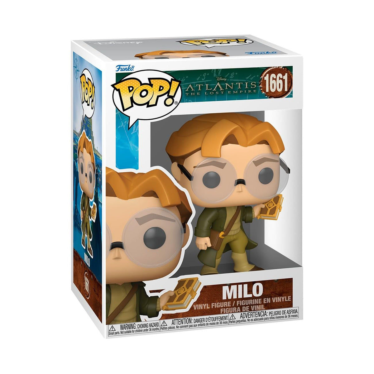 Funko Pop! Disney Milo Thatch front view for desk display and collection.