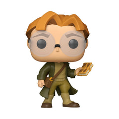 Funko Pop! Disney Milo Thatch side view shows vibrant Atlantis colors on shelves.