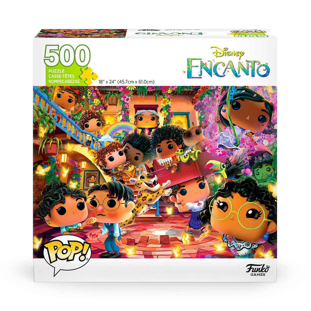 Funko Pop! Disney Encanto puzzle front view with bright colors for family puzzling.