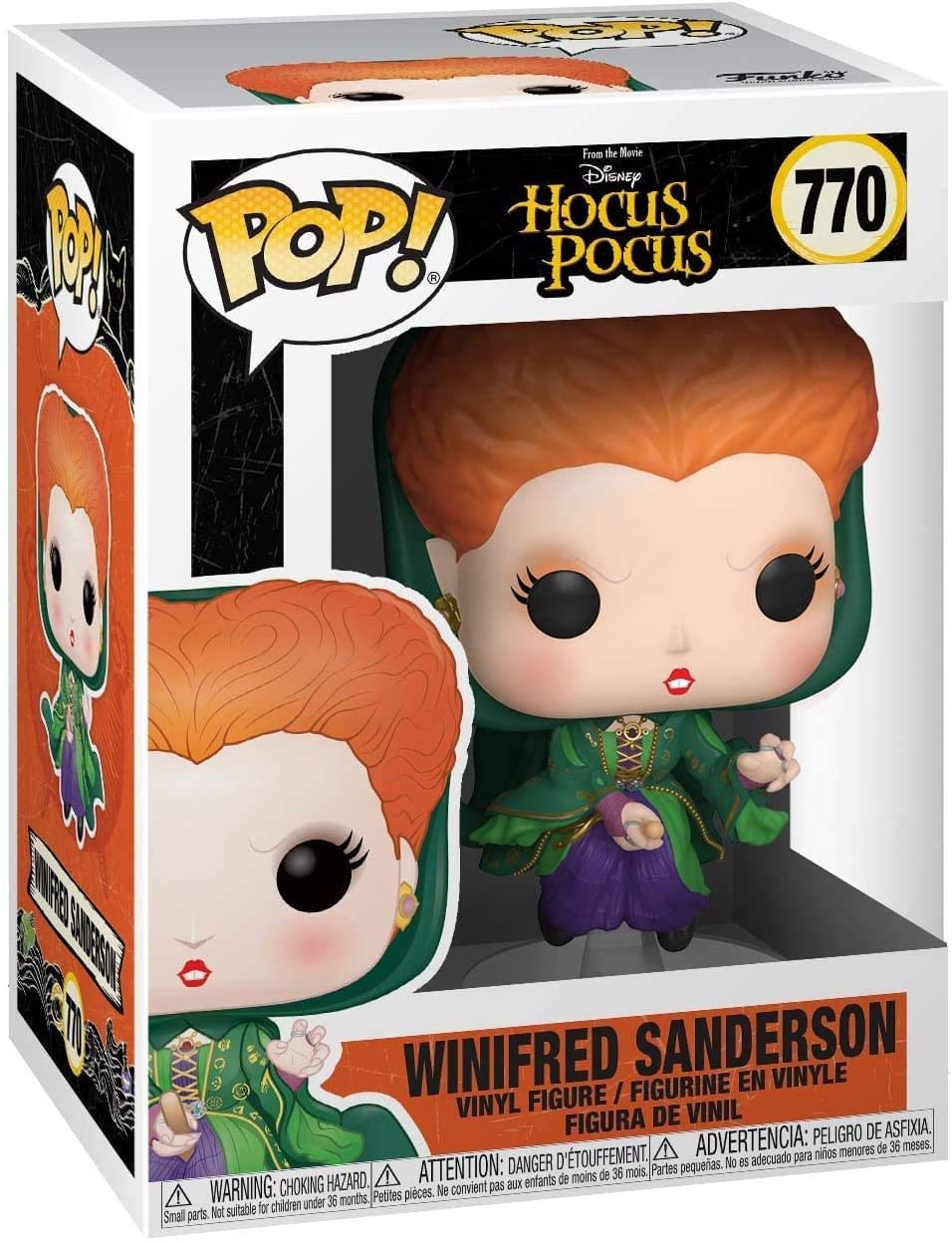 Funko Pop Disney Winifred Flying detail face, perfect for close-up display fans