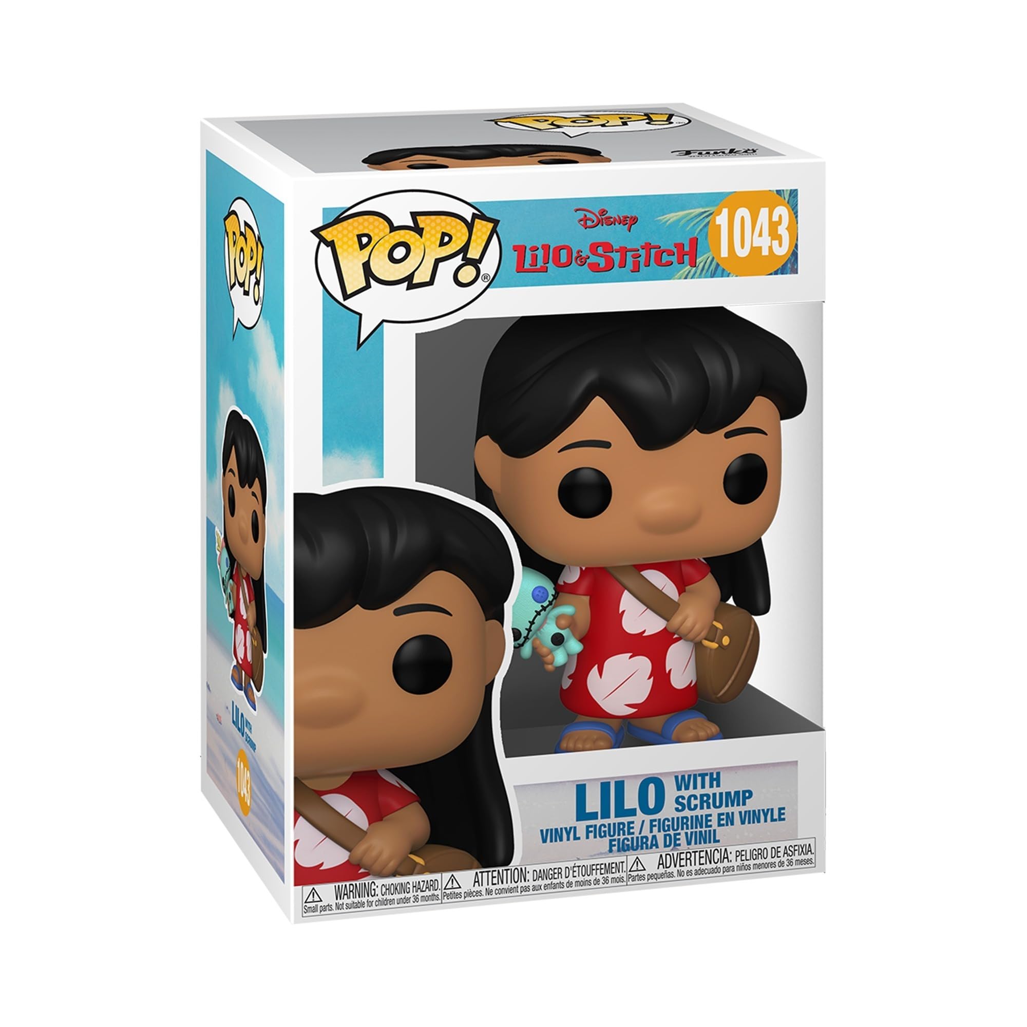 Funko Pop Disney Lilo with Scrump front view figure ideal for shelf display.