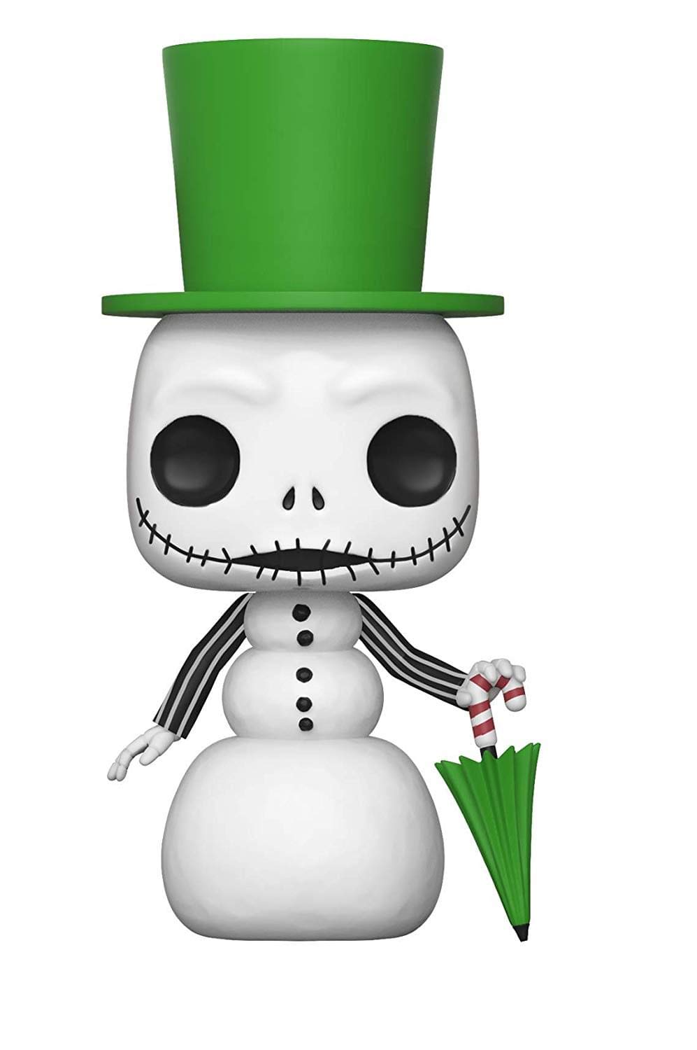 Funko Pop Disney Nightmare collection on display shelf featuring Snowman Jack Skellington.