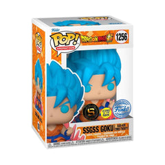 Funko Pop! Dragon Ball Super SSGSS Goku Kaio-Ken glow-in-the-dark finish shines in dim light.