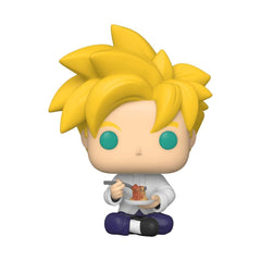 Funko Pop Dragon Ball Z SS Gohan with Noodles side view for dynamic desk decor.
