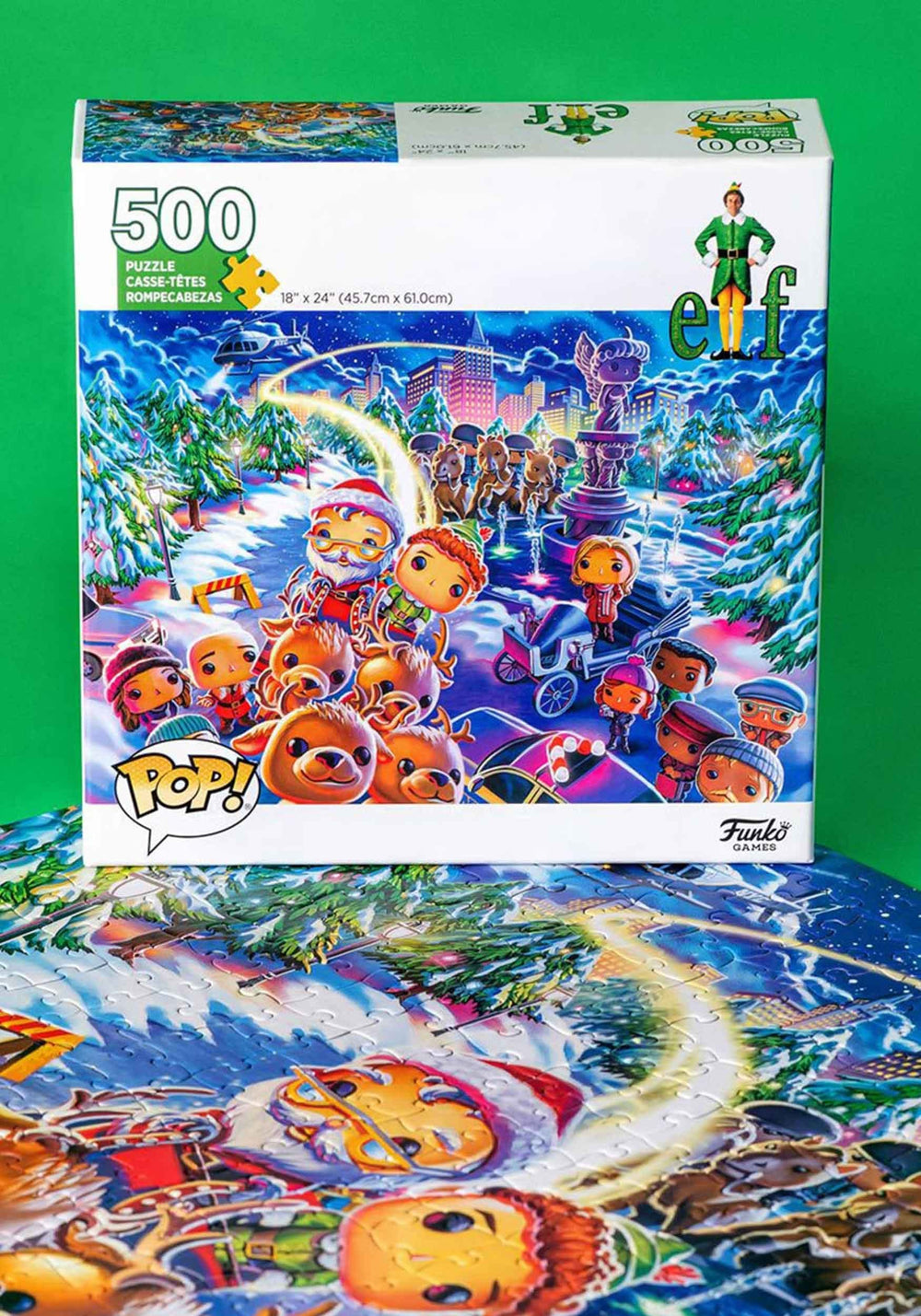 Funko Pop! Puzzle - Elf showcases an original illustration for festive charm.