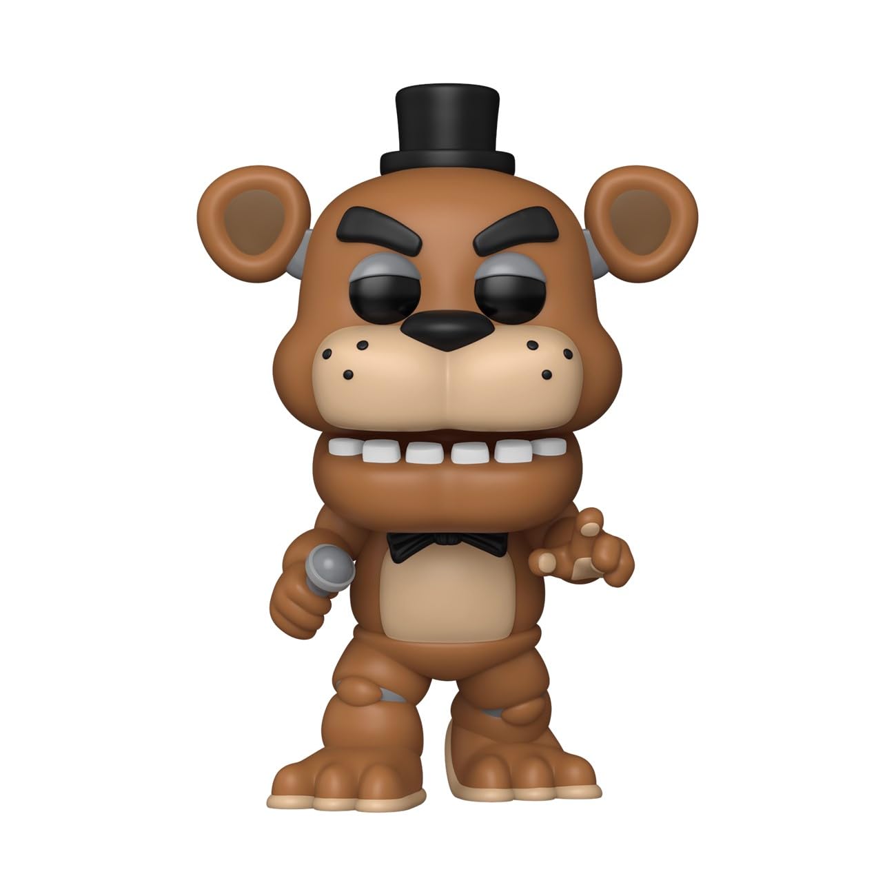 Funko Pop Freddy side view highlighting collectible detail for shelf display.