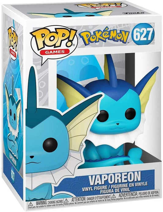 Funko Pop! Games Vaporeon figure side view showing the stylized design for shelves.