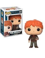 Funko Pop Harry Potter Ron Weasley with Scabbers front view, ideal for display.