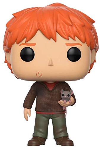 Funko Pop Harry Potter Ron Weasley with Scabbers side view for shelf highlighting.