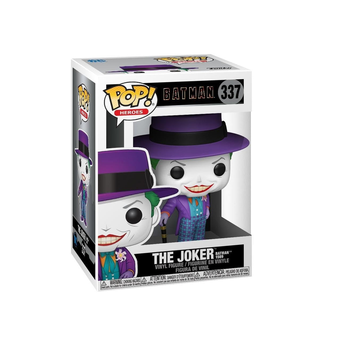 Funko Pop Heroes Batman 1989 Joker with Hat figure, front view for DC fans and display.
