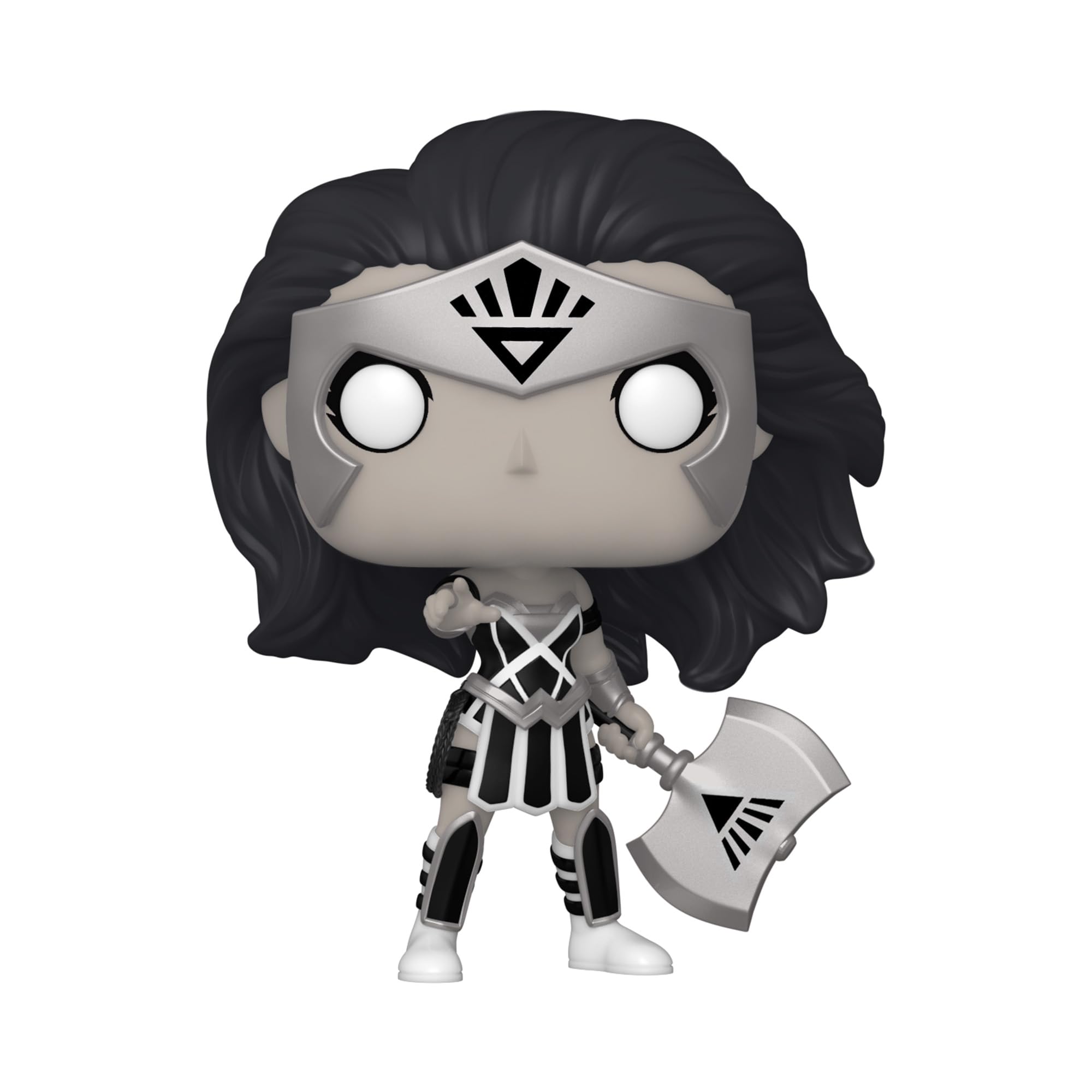Funko Pop Heroes Black Lantern Wonder Woman side view highlights dynamic costume for display.