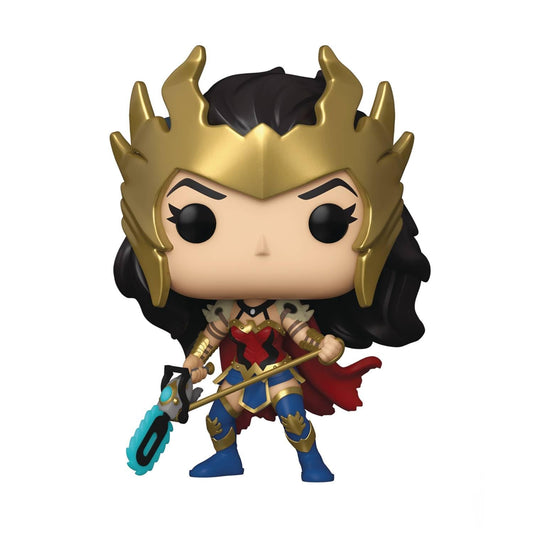 Funko Pop! Heroes DC Death Metal Wonder Woman figure front view, armor detail perfect for display.