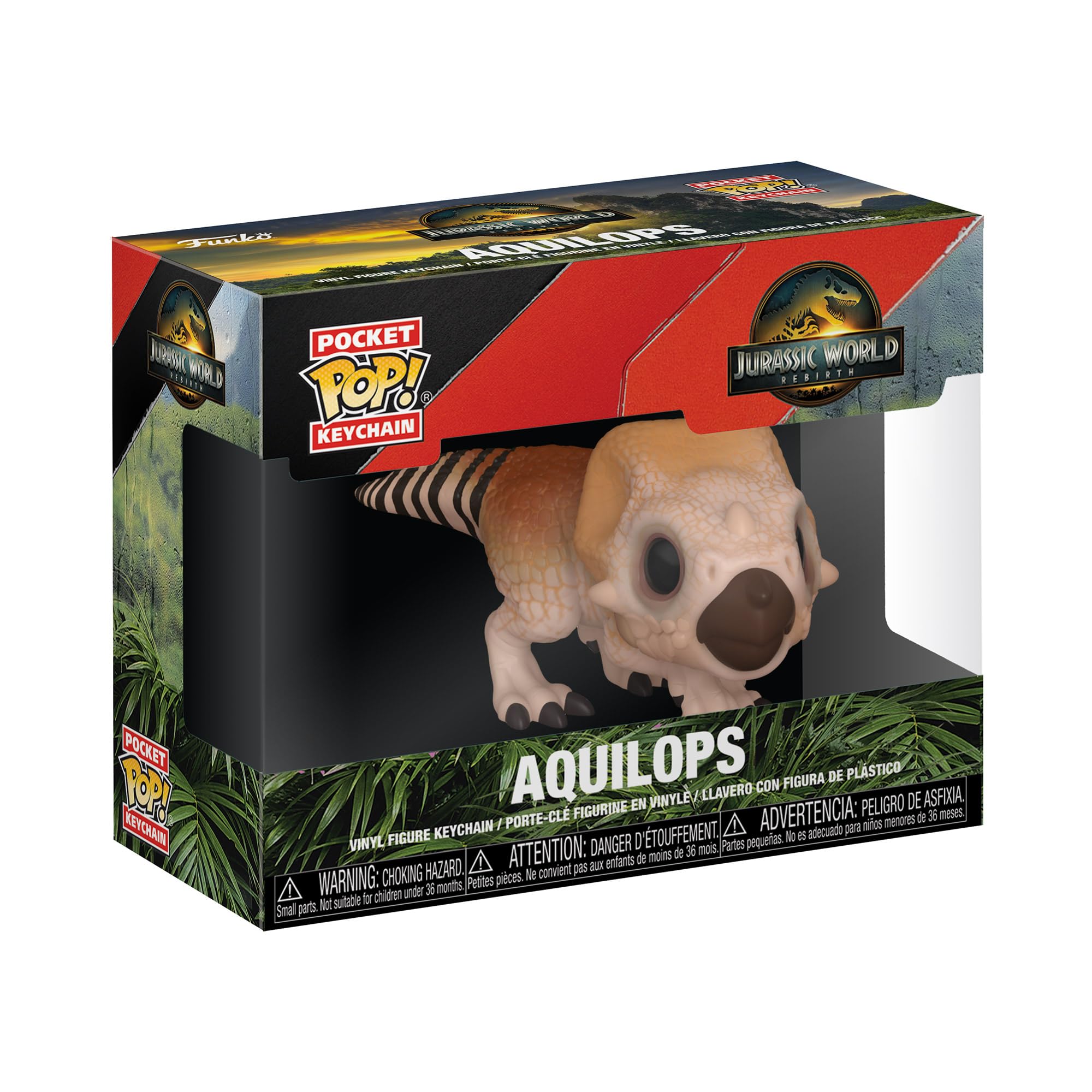 Funko Pop! Aquilops 4-inch vinyl keychain adds sturdy charm to bags and keys.
