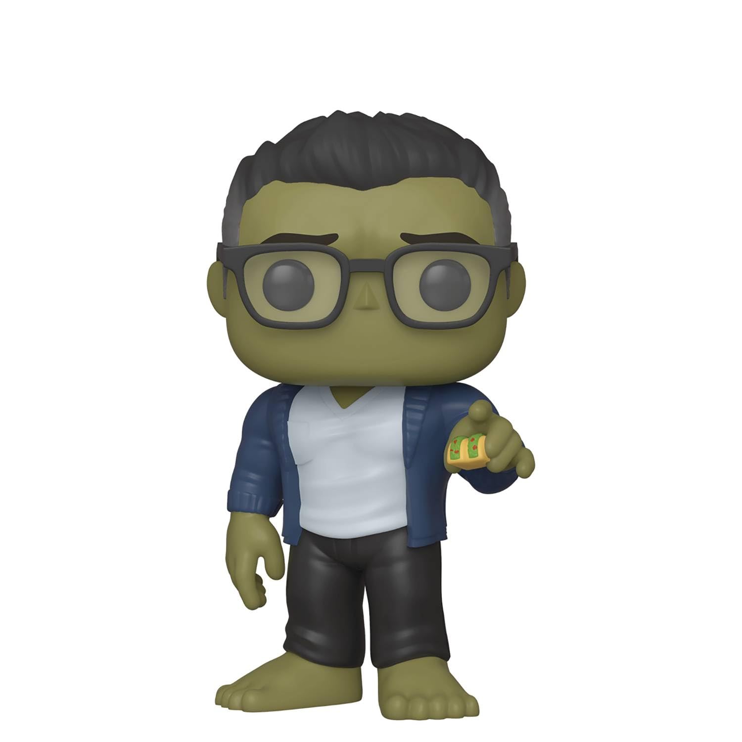 Funko Pop Marvel Avengers Endgame Hulk with Taco front view for display and collection.