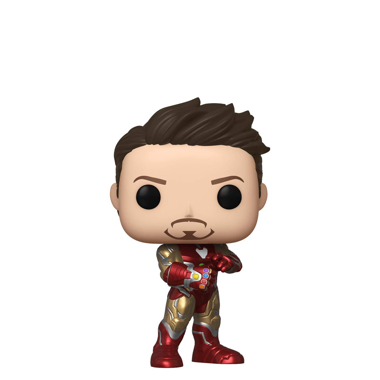 Funko Pop! Marvel Tony Stark gauntlet figure enhances display for collectors.