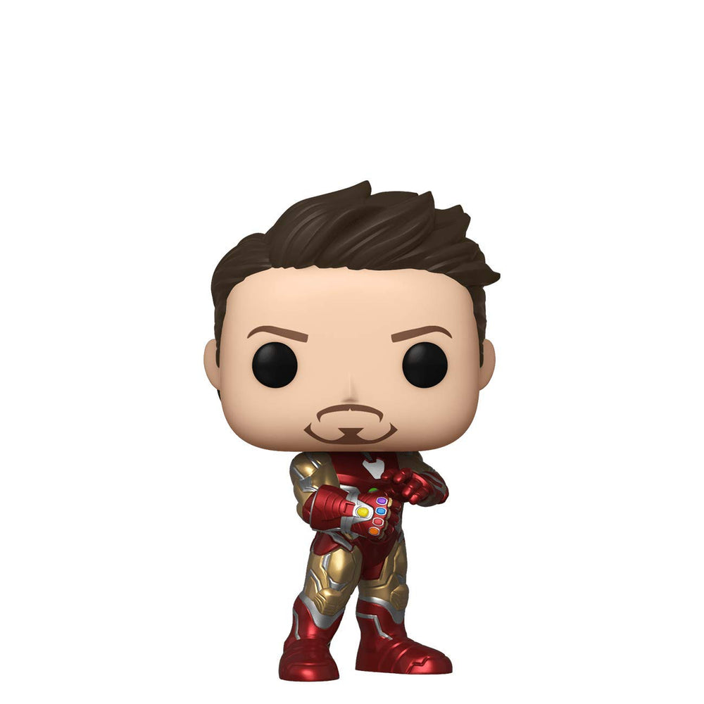 Funko Pop! Marvel Tony Stark gauntlet figure enhances display for collectors.