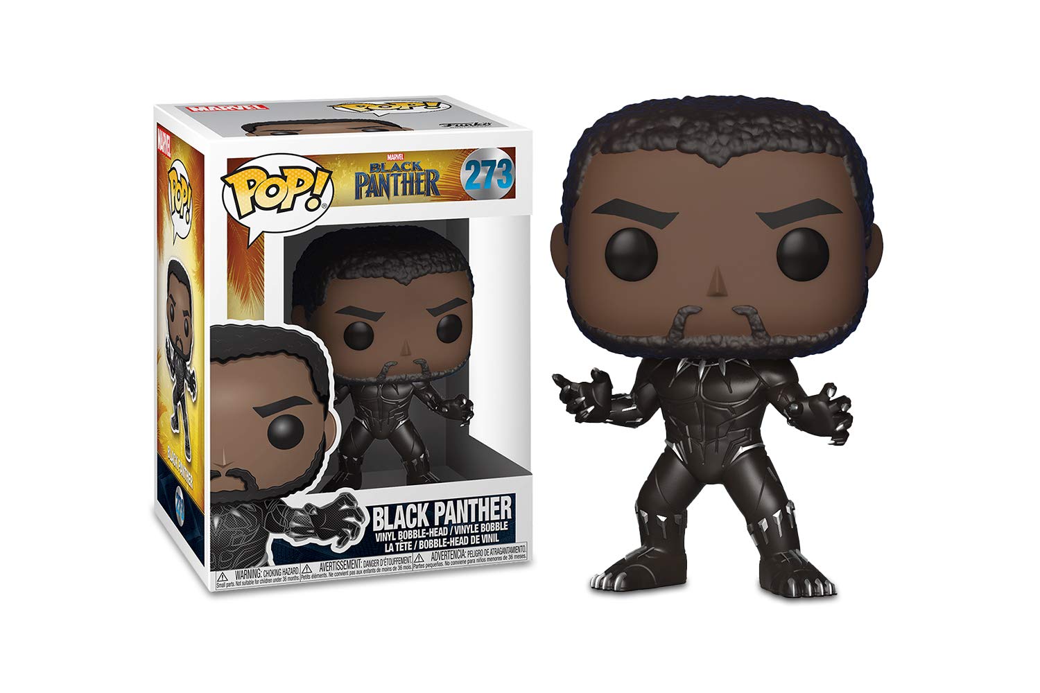 Funko Pop Marvel Black Panther grey figure for display and collection.