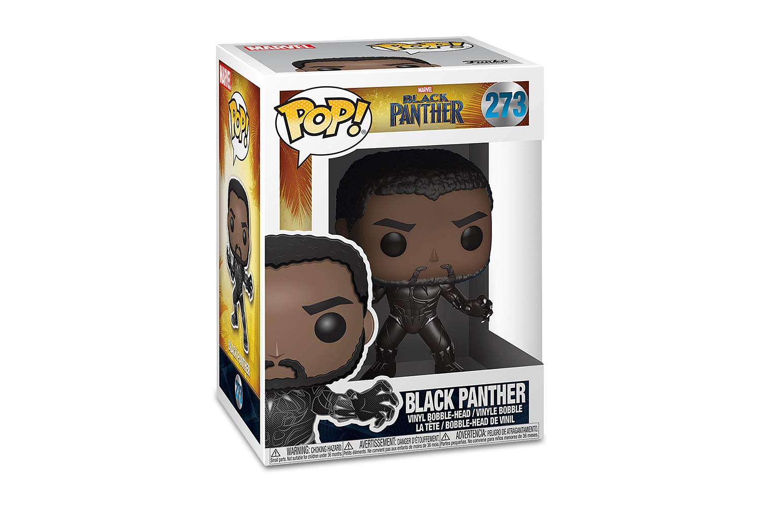 Funko Pop Marvel Black Panther grey packaging suited for gifting.