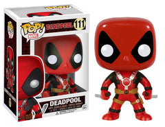 Funko Pop Marvel Deadpool two swords front view, perfect for desk shelf display.